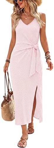 Pink Dress for Women Boho Dresses Casual Spaghetti Strap Summer in Striped Pink