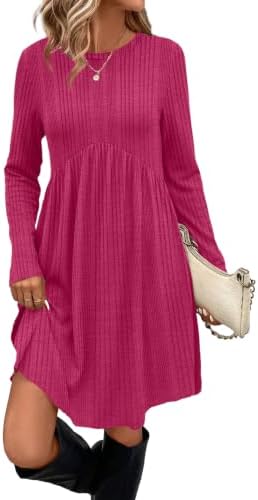 Pink Dress Long Sleeve Dress Sweater Dresses Fall Dresses for in Pink