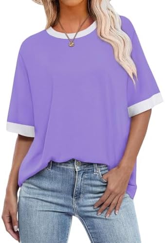 Plus Size Clothes for Women Comfort Colors Tshirt Resort Wear in Z-lavender