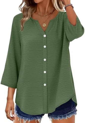 Plus Size Clothes for Women Linen Tops Summer Outfits 2026 in A-green
