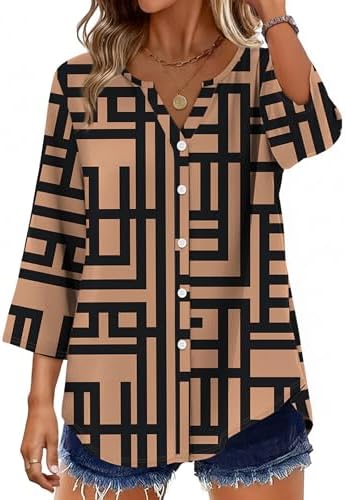 Plus Size Clothes Summer Outfits 3/4 Length Sleeve Womens Tops