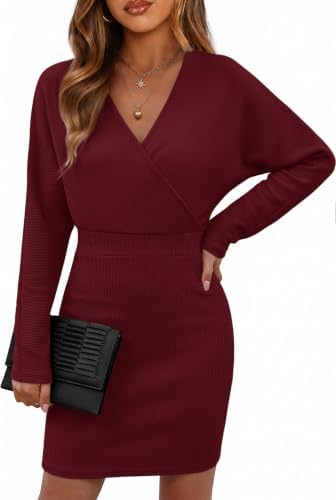 Plus Size Cocktail Dresses for Women Bodycon Long Sleeve in Red
