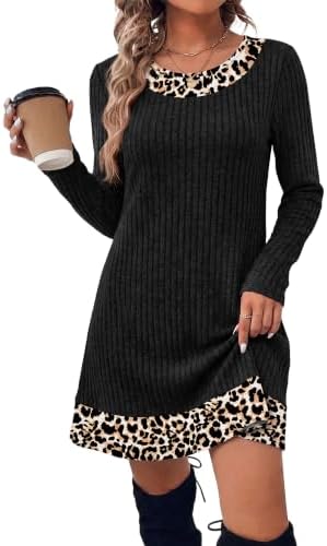 Plus Size Dresses for Women Fall Dress Winter Fashion Leopard in Black Leopard