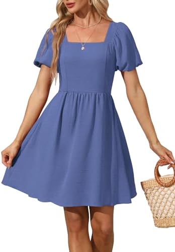 Plus Size Dresses for Women Steel Blue Summer Chiffon Puff in Steel Blue