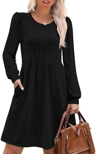 Plus Size Fall Fashion Long Sleeve Dresses Women's Winter in Black