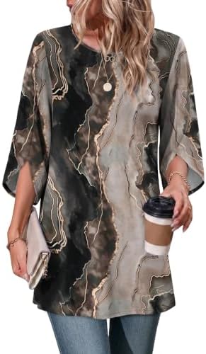 Plus Size Fall Tops Boho Business Casual Outfit Fashion in Z Tie Dye