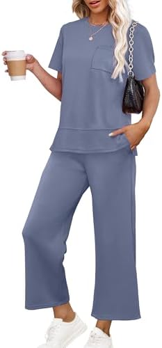 Plus Size Outfits for Women Summer 2 Piece Lounge Sets Spring in Blue