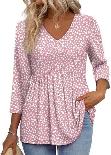 Plus Size Spring Clothes Fall Outfits 3/4 Sleeve T Shirts