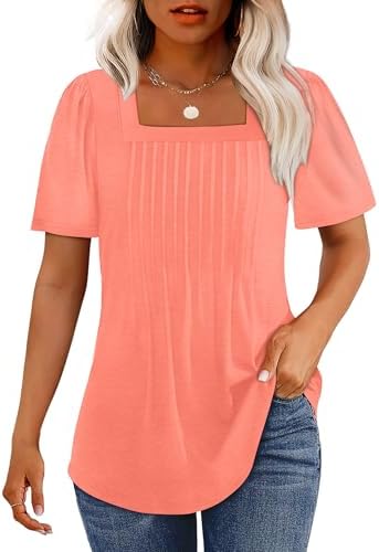 Plus Size Spring Clothes for Women Fashion Clothing Summer Tops in Coral