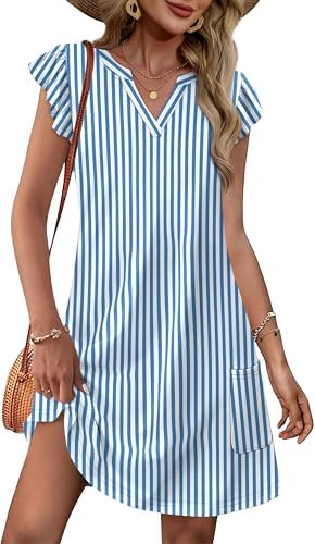 Plus Size Striped Dresses for Women Spring Summer Boho Sundress