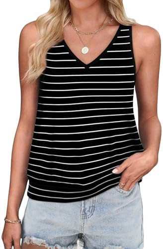 Plus Size Tank Tops for Women Loose Fit V Neck Basic T Shirts