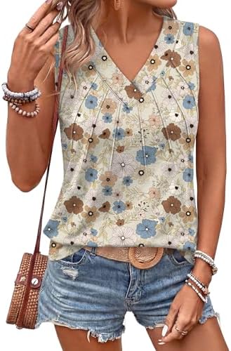 Plus Size Tops for Women Beach Vacation Essentials Womens Tank in Printed C