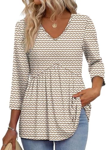 Plus Size Women Blouses Ladies 3/4 Length Sleeve Tops Fall