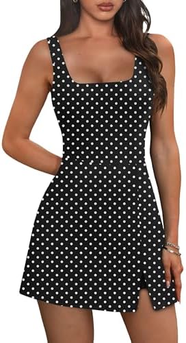 Polka Dot Dress Athletic Tennis Dresses for Women Golf Bodycon in Black Polka Dot