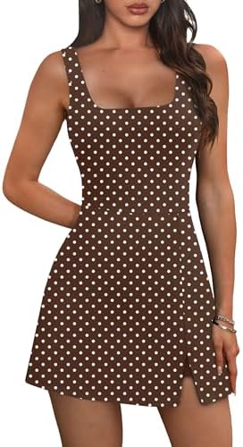 Polka Dot Dress Athletic Tennis Dresses for Women Golf Bodycon in Brown Polka Dot
