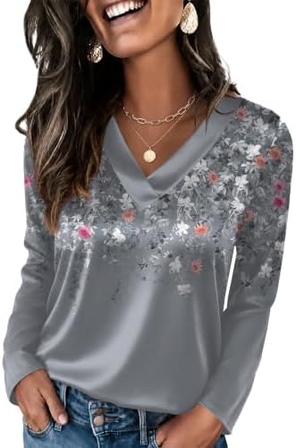 Satin Blouses for Women Boho Long Sleeve Shirts Silk Print 1 M in Print 1