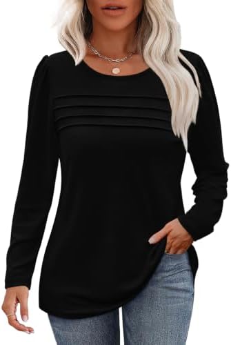 School Outfits for Teachers Womens Long Sleeve Tops Fall in Black