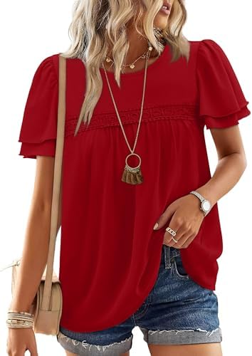 Shirts for Women Short Sleeve Blouses Dressy Casual Christmas