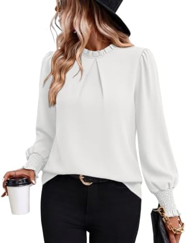 Shirts for Women Trendy 2026 Business Casual Work Blouses White in White