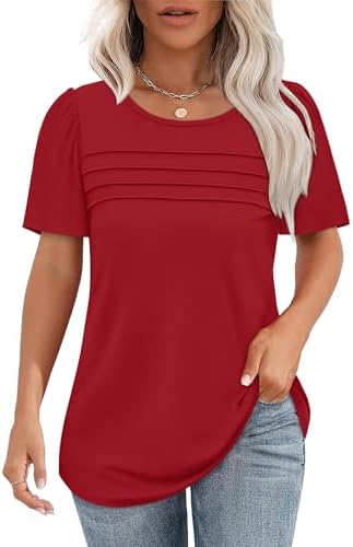 Short Sleeve Shirts for Womens Tops Dressy Casual Valentine's in 2-red