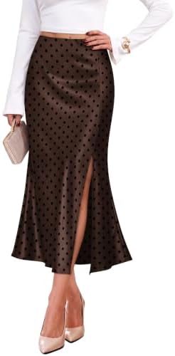 Skirts for Women Midi Length Fall Skirts for Women Dot Coffee