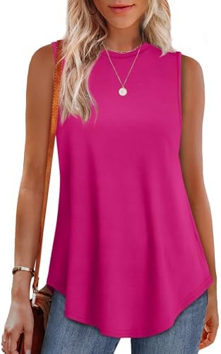 Sleeveless Tops for Women Summer Plus Size Tops for Women 3X in E-hotpink
