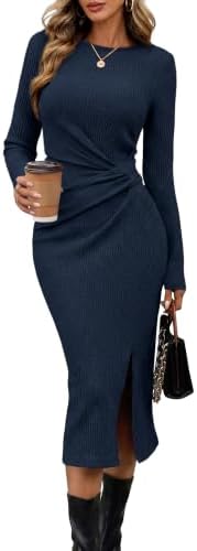 Slimming Dress for Women Sweater Dress Fall Fashion Must Haves in Dark Blue