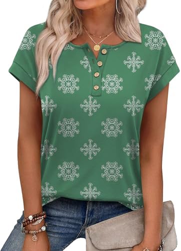 Spring Tops for Women St Patricks Day Shirt Women Blouses Short in B-boho Green