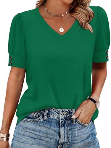 St. Patrick's Day Shirt Womens Tops Short Sleeve Shirts Plus in Green