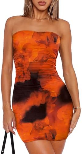 Strapless Dress for Women Birthday Dresses for Women Red Tie in Red Tie Dye