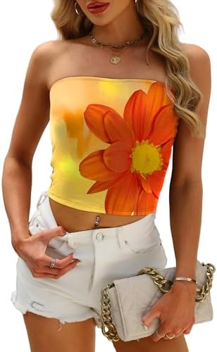 Summer Beach Vacation Clothes for Women Y2k Tube Tops in A-floral Yellow I