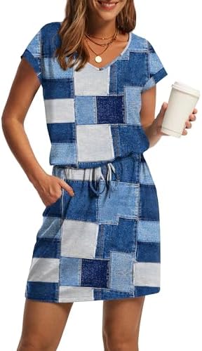 Summer Dresses for Women 2026 Beach Vacation Casual Dresses in Blue Square