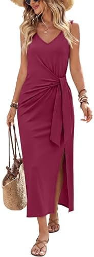 Summer Dresses for Women 2026 Casual Cocktail Wedding Guest in Burgundy