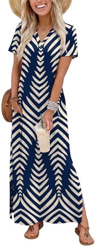 Summer Dresses for Women 2026 Plus Size Maternity Maxi Dress in Navy Stripe