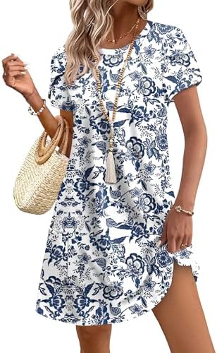 Summer Dresses for Women 2026 Spring Dress Resort Wear for in Floral Blue