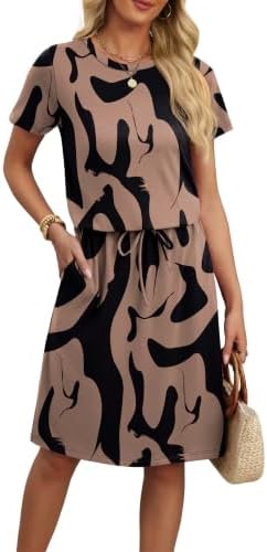 Summer Dresses for Women 2026 Vacation Casual Wedding Guest in Brown-black Ripple