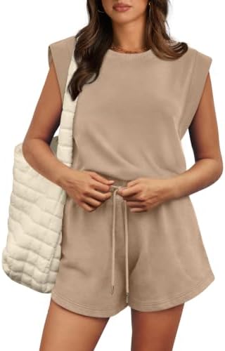 Summer Rompers for Women 2026 Beach Vacation Clothes Casual in Khaki