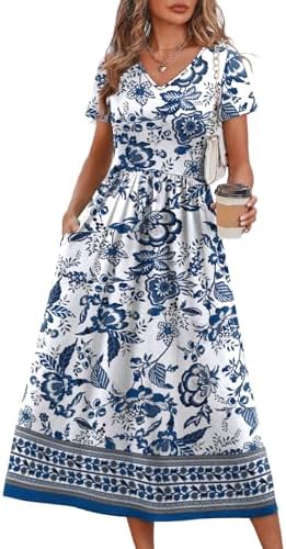 Summer Sets Long Dresses for Women Wedding Guest Flowy Short in Mandala Boho Print