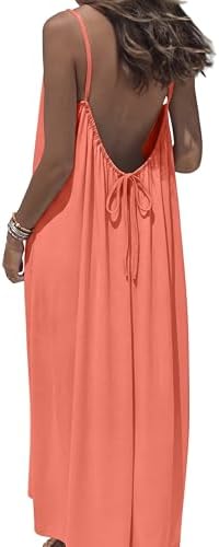 Sundresses for Women 2026 Beach Vacation Clothes Maxi Dress in Coral