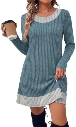 Sweater Dress for Women Fall Dresses Long Sleeve Dressy Casual in Blue Grey