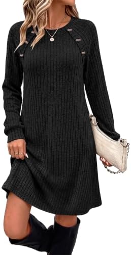 Sweater Dress for women Fall Fashion 2026 Long Sleeve Winter in 03 Black