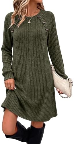 Sweater Dress for women Fall Fashion 2026 Long Sleeve Winter in 10 Army Green