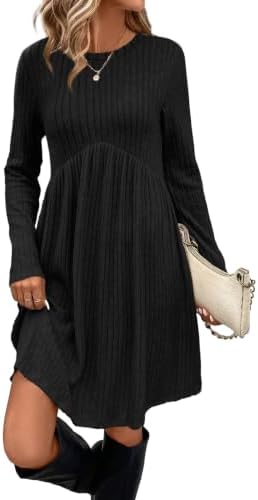 Sweater Dress Long Sleeve Dress Fall Dresses Casual Plus Size in Black