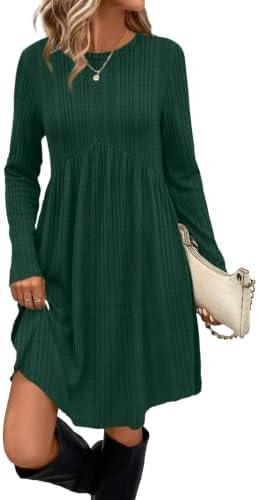 Sweater Dress Long Sleeve Dress Fall Dresses for Women in Dark Green
