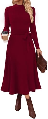 Sweater Dress Midi Dresses Fall Wedding Guest Dresses Burgundy