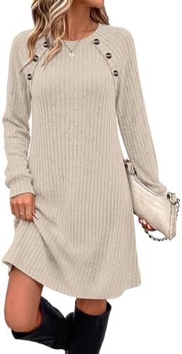 Sweater Dress Women Fall Clothes Winter Outfits Long Sleeve in 02 Apricot
