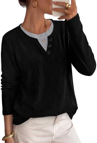 Sweaters for Women Fall Clothes Black Long Sleeve Shirts Trendy
