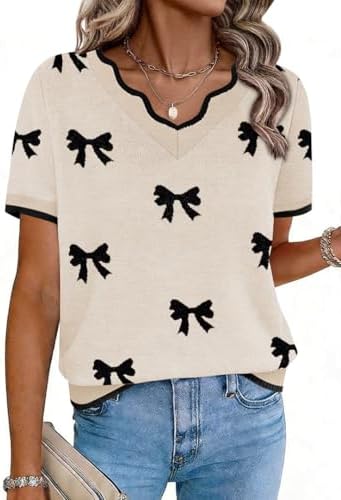 Sweaters for Women Summer Tops Spring Outfits Short Sleeve