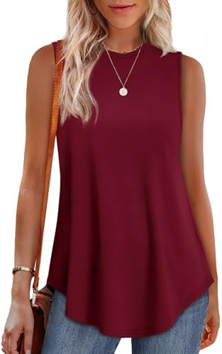 Tank Top for Women 2025 Cute Summer Tops for Women Red Tank Top in H-burgundy