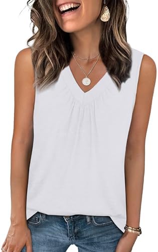 Tank Top for Women Beach Vacation Clothes Summer Sleeveless in White